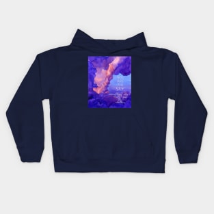 Watercolor motivational art - clouds, lightning and quote You are the sky, everything else is just the weather Kids Hoodie